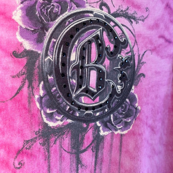 🗝️Crash & Burn Pink/Purple Tie Dye 3/4 Sleeve Top from Buckle, bedazzled - Picture 7 of 7